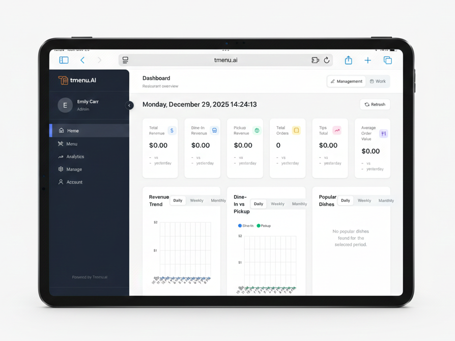 Order Management - Active Menus